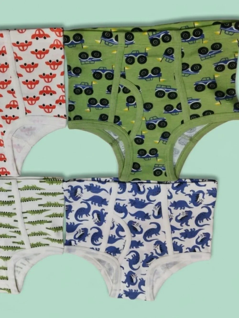 Animal 4 Size M - Boys Boxer Briefs Underwear Pack Dinosaurs Trucks Car